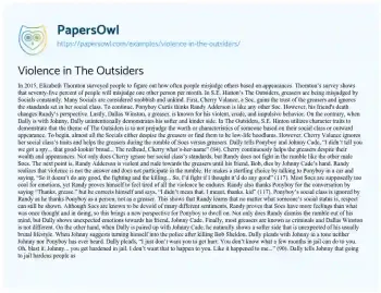 Essay on Violence in the Outsiders