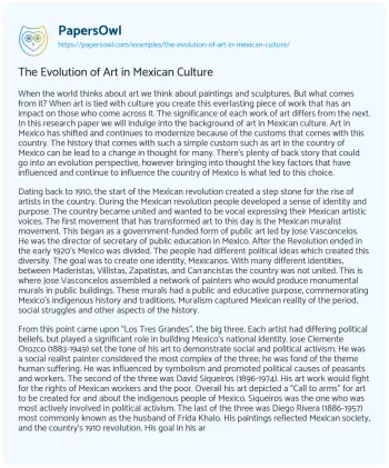 Essay on The Evolution of Art in Mexican Culture