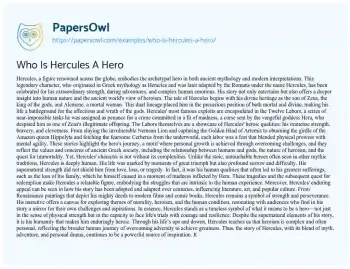 Essay on Who is Hercules a Hero