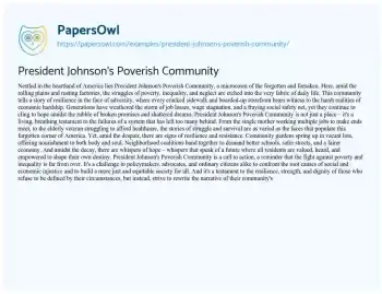 Essay on President Johnson’s Poverish Community