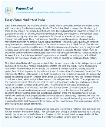 Essay on Essay about Muslims of India