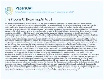 Essay on The Process of Becoming an Adult