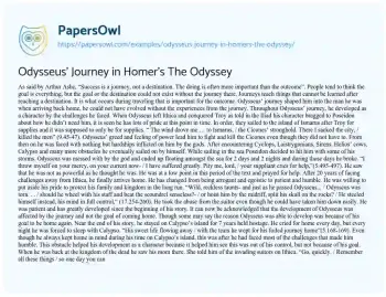 Essay on Odysseus’ Journey in Homer’s the Odyssey