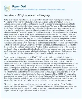 Essay on Importance of English as a Second Language