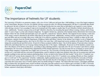 Essay on The Importance of Helmets for UF Students