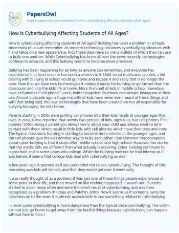 Essay on How is Cyberbullying Affecting Students of all Ages?