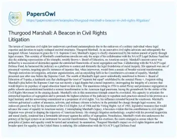 Essay on Thurgood Marshall: a Beacon in Civil Rights Litigation