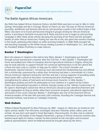 Essay on The Battle against African Americans