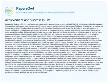 Essay on Achievement and Success in Life