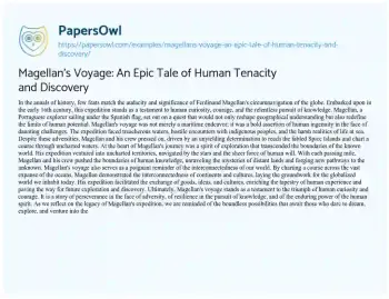 Essay on Magellan’s Voyage: an Epic Tale of Human Tenacity and Discovery