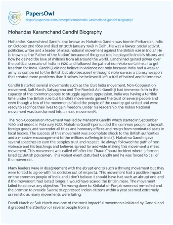 Essay on Mohandas Karamchand Gandhi Biography