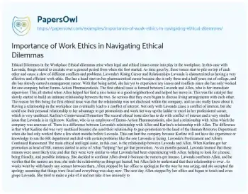 Essay on Importance of Work Ethics in Navigating Ethical Dilemmas