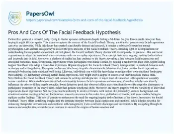 Essay on Pros and Cons of the Facial Feedback Hypothesis