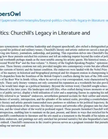 Essay on Beyond Politics: Churchill’s Legacy in Literature and Art