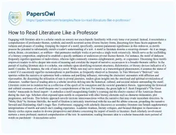 Essay on How to Read Literature Like a Professor