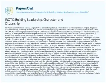 Essay on JROTC: Building Leadership, Character, and Citizenship
