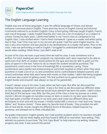 Essay on The English Language Learning