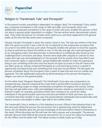 Essay on Religion in “Handmaids Tale” and Persepolis”