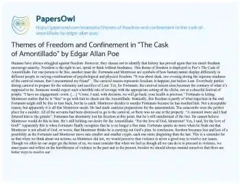 Essay on Themes of Freedom and Confinement in “The Cask of Amontillado” by Edgar Allan Poe