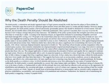 Essay on Why the Death Penalty should be Abolished