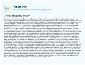 Essay on Online Shopping Today