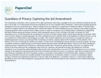 Essay on Guardians of Privacy: Exploring the 3rd Amendment