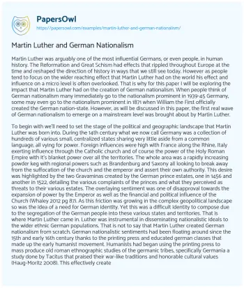 Essay on Martin Luther and German Nationalism