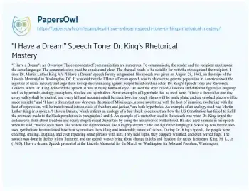 Essay on “I have a Dream” Speech Tone: Dr. King’s Rhetorical Mastery