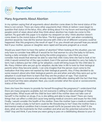 Essay on Many Arguments about Abortion