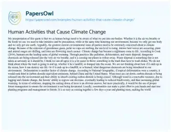 Essay on Human Activities that Cause Climate Change