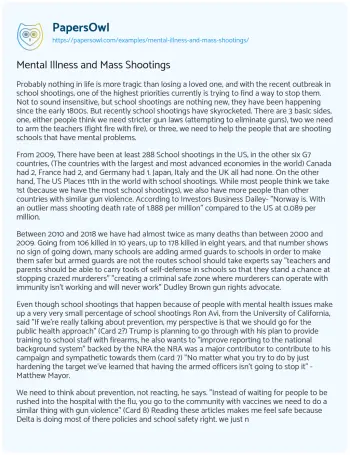 Essay on Mental Illness and Mass Shootings