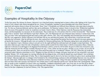 Essay on Examples of Hospitality in the Odyssey