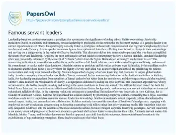 Essay on Famous Servant Leaders