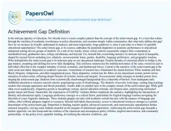 Essay on Achievement Gap Definition