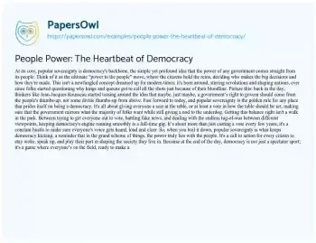 Essay on People Power: the Heartbeat of Democracy