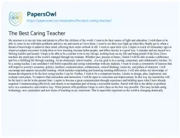 Essay on The Best Caring Teacher