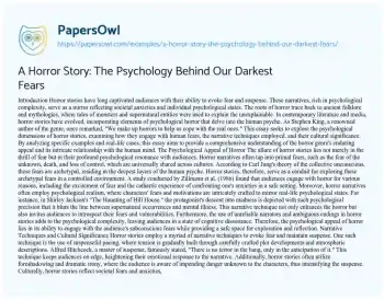 Essay on A Horror Story: the Psychology Behind our Darkest Fears