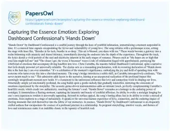 Essay on Capturing the Essence Emotion: Exploring Dashboard Confessional’s ‘Hands Down’