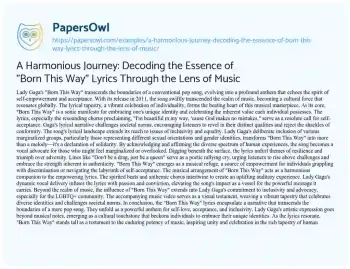 Essay on A Harmonious Journey: Decoding the Essence of “Born this Way” Lyrics through the Lens of Music