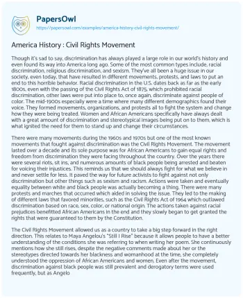 Essay on America History : Civil Rights Movement