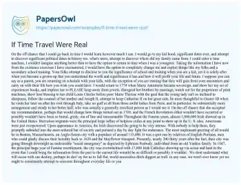 Essay on If Time Travel were Real