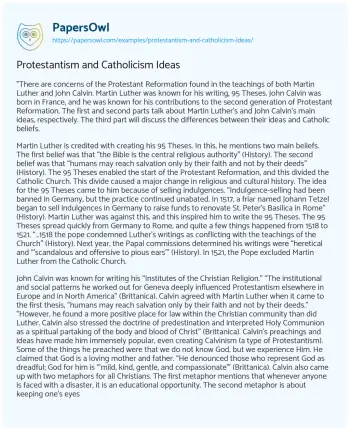 Essay on Protestantism and Catholicism Ideas