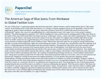 Essay on The American Saga of Blue Jeans: from Workwear to Global Fashion Icon