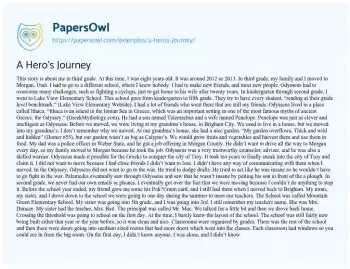 Essay on A Hero’s Journey