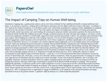 Essay on The Impact of Camping Trips on Human Well-being