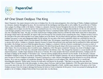 Essay on AP One Sheet Oedipus the King