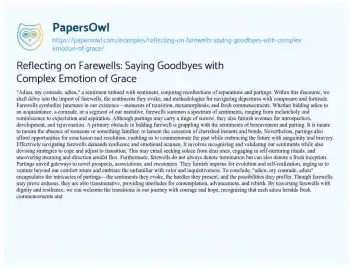 Essay on Reflecting on Farewells: Saying Goodbyes with Complex Emotion of Grace