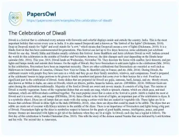 Essay on The Celebration of Diwali