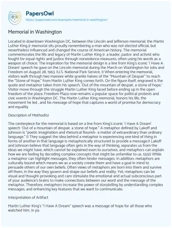 Essay on Memorial in Washington