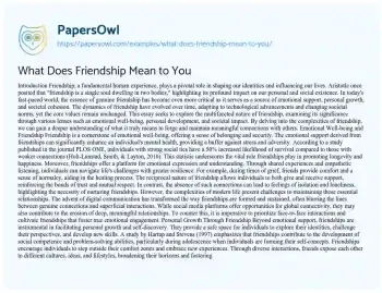 Essay on What does Friendship Mean to you